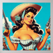Retro Hispanic Cowgirl Poster (Voorkant)
