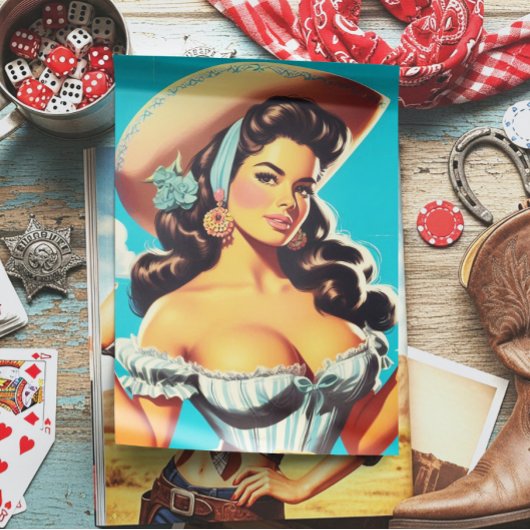 Retro Hispanic Cowgirl Tissuepapier