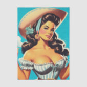 Retro Hispanic Cowgirl Tissuepapier (Voorkant)