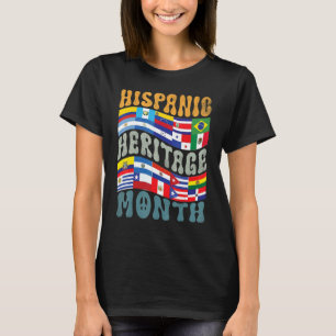 Retro hispanic Heritage Month Latino Flag All Coun T-shirt
