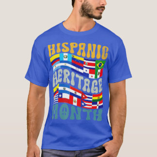 Retro hispanic Heritage Month Latino Flag All Coun T-shirt