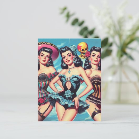Retro Hispanic Pin-ups Briefkaart (Staand voorkant)