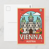 Retro Historische Wenen stad Oostenrijk skyline ge Briefkaart (Voorkant / Achterkant)