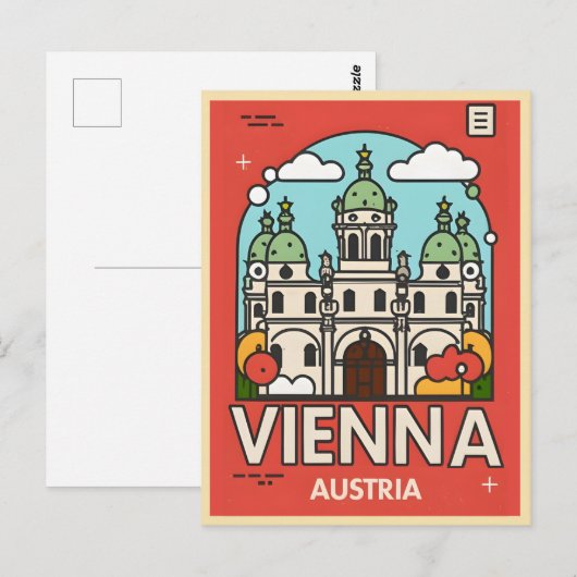 Retro Historische Wenen stad Oostenrijk skyline ge Briefkaart (Voorkant / Achterkant)