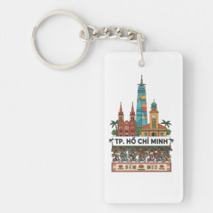 Retro Ho Chi Minh City Silhouette Saigon Wandel Zu Sleutelhanger