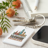 Retro Ho Chi Minh City Skyline Saigon Wander South Sleutelhanger (Voorkant Rechts)