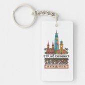 Retro Ho Chi Minh City Skyline Saigon Wander South Sleutelhanger (Voorkant)