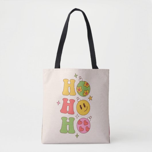 Retro Ho Ho Groovy Kerstmis Tote Bag (Voorkant)