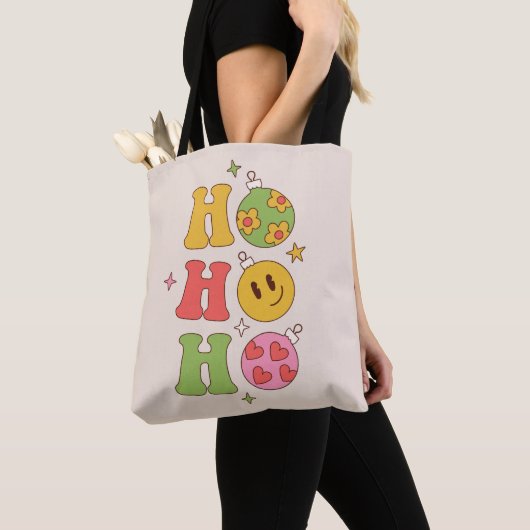Retro Ho Ho Groovy Kerstmis Tote Bag (Dichtbij)