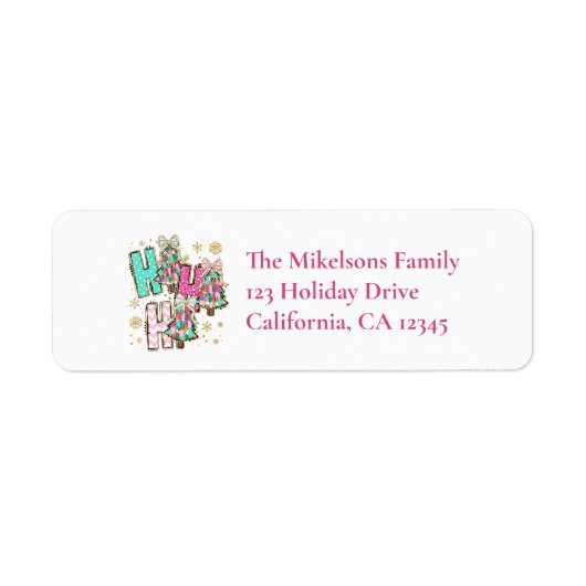 Retro Ho Ho Ho Glitter Kerstmis Etiket (Voorkant)
