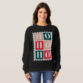Retro Ho Ho Ho Kerst Postzegel Sweatshirt (Voorkant volledig)