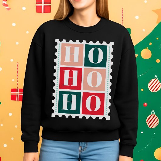 Retro Ho Ho Ho Kerst Postzegel Sweatshirt