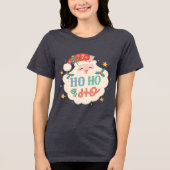 Retro Ho Ho Ho Kerstman Feestelijke Kerstmis Tri-Blend Shirt (Voorkant)