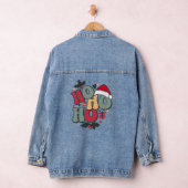 Retro Ho Ho Ho Kerstvakantie Holly Santa Hat Denim Jacket (Hangar)