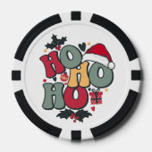Retro Ho Ho Ho Kerstvakantie Holly Santa Hat Poker Chips (Voorkant)