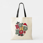 Retro Ho Ho Ho Kerstvakantie Holly Santa Hat Tote Bag (Achterkant)