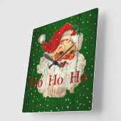 Retro Ho Ho Ho Santa Claus-klok Vierkante Klok (Hoek)