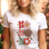 Retro Ho Ho kleurrijke bloem kerst Tri-Blend Shirt