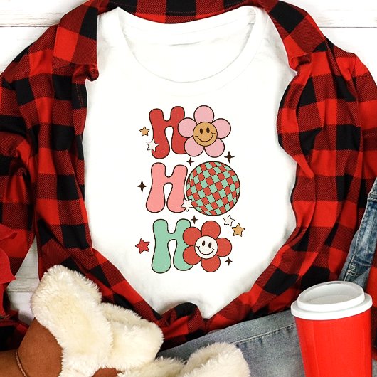 Retro Ho Ho kleurrijke bloem kerst Tri-Blend Shirt