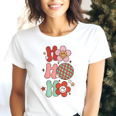 Retro Ho Ho kleurrijke bloem kerst Tri-Blend Shirt