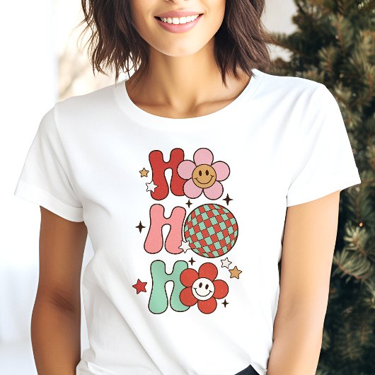 Retro Ho Ho kleurrijke bloem kerst Tri-Blend Shirt