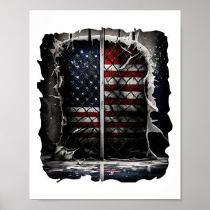 Retro Hockey Amerikaanse Vlag Hockey Vlag Verenig Poster