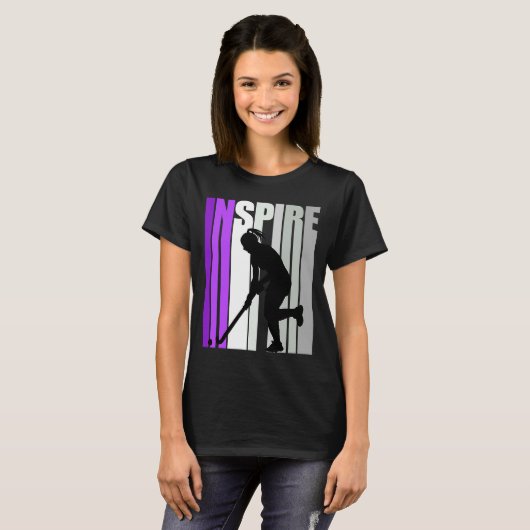 Retro Hockey Girl Hockeys Inspire Inspire Moves T-shirt (Voorkant volledig)