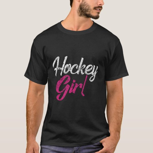 Retro Hockey Meisje Vrouwen IJshockey Of Veld Hock T-shirt (Voorkant)