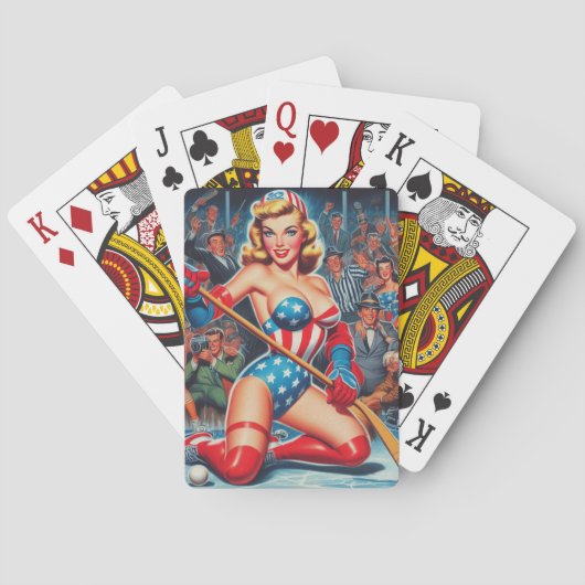 Retro Hockey Pin-up Pokerkaarten (Achterkant)