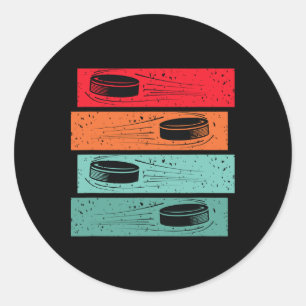 Retro Hockey Puck Wintersport IJshockeyspeler Ronde Sticker