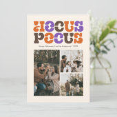 Retro Hocus Pocus Halloween Photo Collage Feestdagenkaart (Staand voorkant)