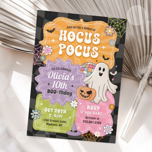 Retro Hocus Pocus Halloween Verjaardag Kaart