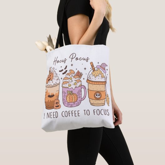 Retro Hocus Pocus I Need Coffee to Focus Tote Bag (Dichtbij)