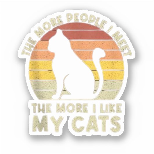 Retro Hoe Meer Mensen Ik Ontmoet Hoe Meer Ik Van M Sticker (Voorkant)