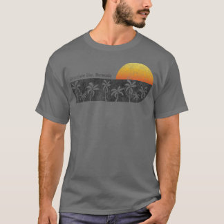 Retro Hoefijzer Bay Bermuda Beach Sunset T-shirt