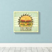 Retro-Hoesje voor het menu Snel voedsel Canvas Afdruk (Insitu (Houten vloer))