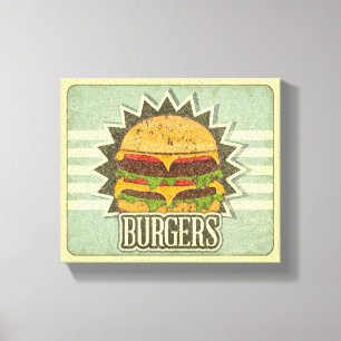 Retro-Hoesje voor het menu Snel voedsel Canvas Afdruk