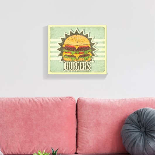 Retro-Hoesje voor het menu Snel voedsel Canvas Afdruk (Insitu (Woonkamer))