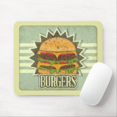 Retro-Hoesje voor het menu Snel voedsel Muismat (Met muis)