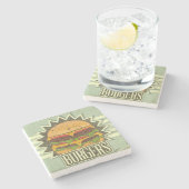 Retro-Hoesje voor het menu Snel voedsel Stenen Onderzetter (Zijkant)