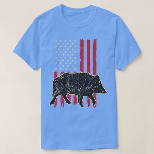 Retro Hog Hunter American Flag Pig Hog Boa T-shirt (Design voorkant)