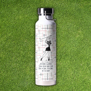 Retro Hole-in-One Golf Meisje Roze Gepersonaliseer Waterfles
