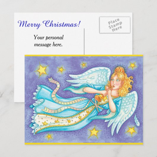 Retro Holiday Angel Briefkaart (Voorkant / Achterkant)