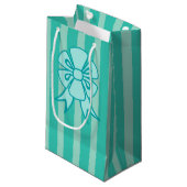 Retro Holiday Aqua Bow Gift Bag Klein Cadeauzakje (Voorkant Gekanteld)