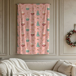 Retro Holiday Blanket 70s Style with Soft Colors Fleece Deken