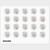 Retro Holiday Camper Gepersonaliseerde Kerststicke Ronde Sticker (Vel)