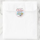 Retro Holiday Camper Gepersonaliseerde Kerststicke Ronde Sticker (Tas)