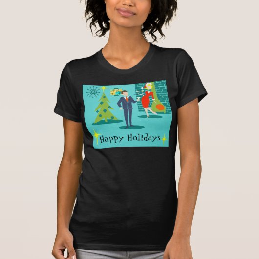 Retro Holiday Cartoon Couple T-Shirt (Voorkant)