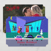  Retro Holiday Cartoon Fotokaarten Feestdagenkaart (Voorkant / Achterkant)