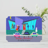  Retro Holiday Cartoon Fotokaarten Feestdagenkaart (Staand voorkant)